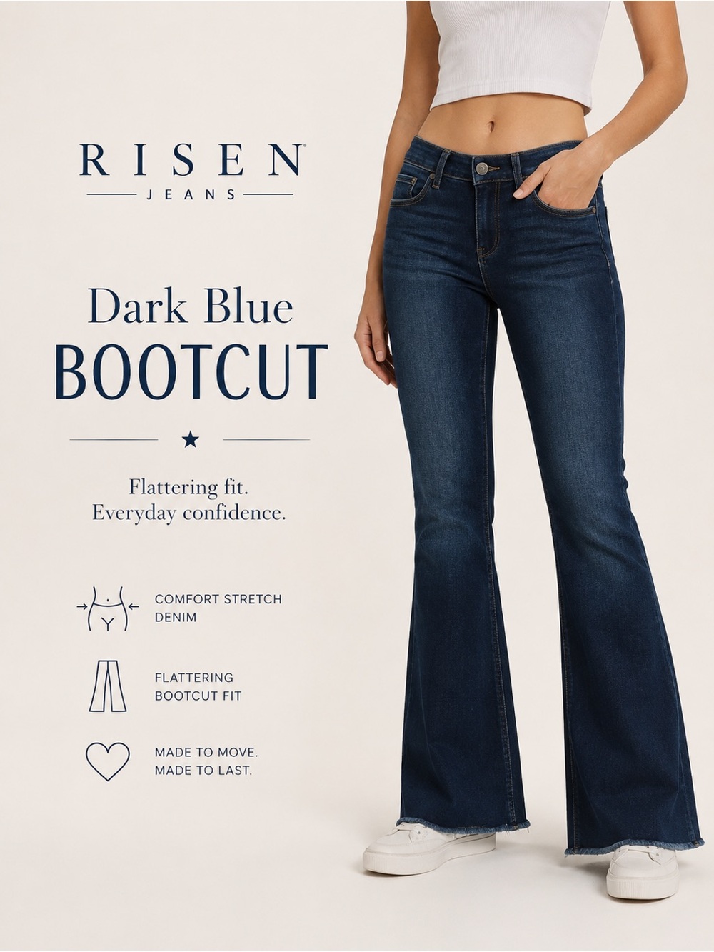Risen Dark Blue Bootcut Jeans-size 5